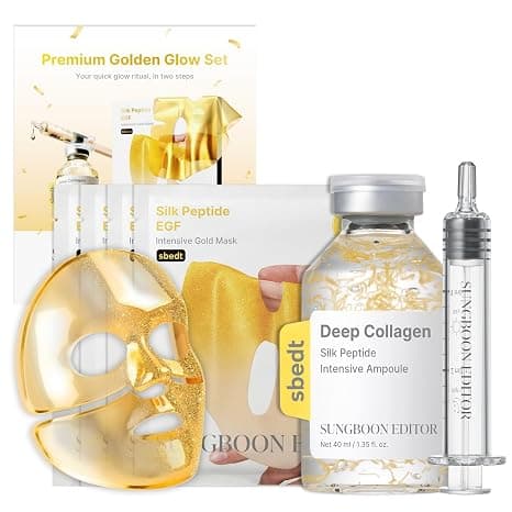 SUNGBOON EDITOR Golden Glow Set, Silk Peptide Ampoule & Gold Mask, 24K Gold