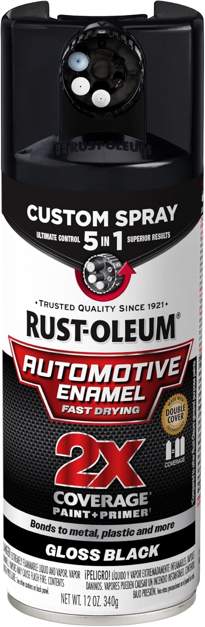 Rust-Oleum 2X Automotive Enamel 5-in-1 Spray Paint, Gloss Black